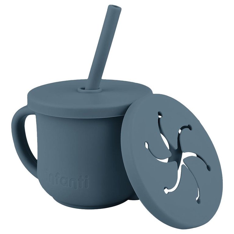 Copo de Silicone 2 em 1 Piccolo Azul - Infanti Copo de Silicone 2 em 1 Piccolo Azul - Infanti