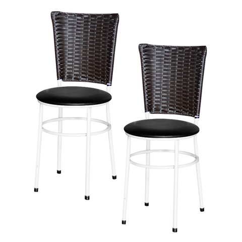 2 Cadeiras para Mesa Branca Hawai Marrom:preto