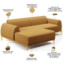 Ver imagem 4 de Sofá 5 Lugares com Chaise Esquerdo para Sala de Estar Molino 320cm D02 Base Castanho Pés D'ouro Prim