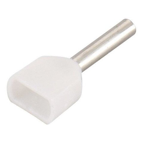 500 X Terminal Conector Tubular Ilhós Duplo 0,5mm Branco