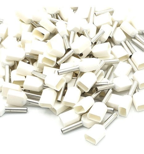 500 X Terminal Conector Tubular Ilhós Duplo 0,5mm Branco - 4