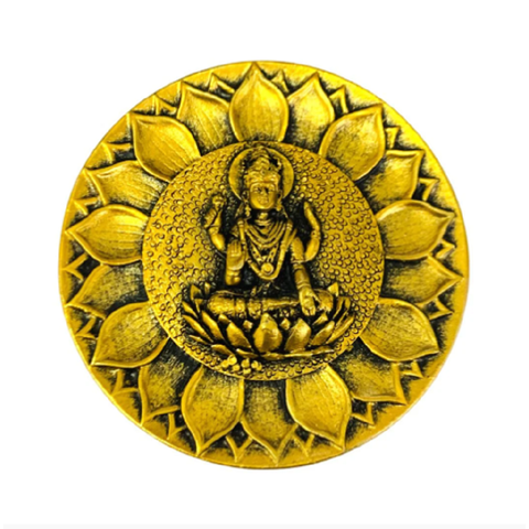 Incensário Lakshmi Pratinho Redondo Resina Dourado 10 Cm