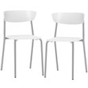 Ver imagem 1 de Kit 02 Cadeiras Empilhável Fixa Atom F02 Base Aço Cinza Branco - Lyam Decor