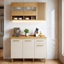 Ver imagem 1 de Cozinha Completa Modulada 2 Peças 6 Portas 1 Gaveta Cristal Bege/Cinamomo/Off White