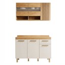 Ver imagem 2 de Cozinha Completa Modulada 2 Peças 6 Portas 1 Gaveta Cristal Bege/Cinamomo/Off White