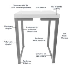 Banqueta Banco Nova York Industrial Cozinha Área Gourmet Balcão Prata - 5