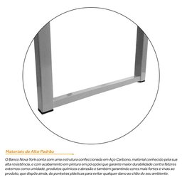 Banqueta Banco Nova York Industrial Cozinha Área Gourmet Balcão Prata - 3
