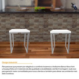 Banqueta Banco Nova York Industrial Cozinha Área Gourmet Balcão Prata - 2