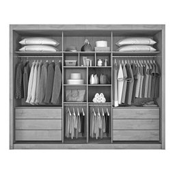 Guarda Roupa Casal Ripado com Espelho - Athenas - Móveis Europa - 2