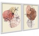 Ver imagem 1 de Kit 2 Quadros Flores Efeito Mármore Colorido 33x24cm:moldura Branca