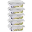 Ver imagem 1 de Conjunto 5 Pote Vidro Hermético Marmita Tampa 4 Travas 640ml