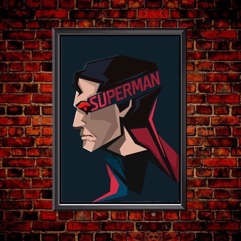 Quadro Poster Minimalista Face Superman - 2