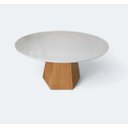Ver imagem 1 de Mesa de Jantar Base Oitavada Laminada e Tampo em Vidro Off White 100 cm