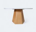 Ver imagem 2 de Mesa de Jantar Base Oitavada Laminada e Tampo em Vidro Off White 100 cm