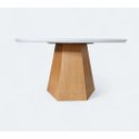 Ver imagem 2 de Mesa de Jantar Base Oitavada Laminada e Tampo em Vidro Off White 100 cm