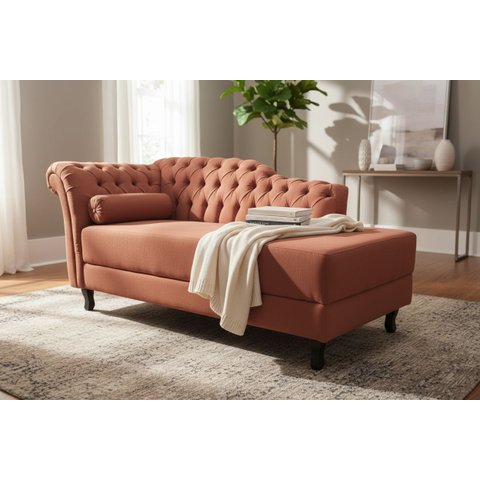 Recamier Decorativo Divã Styllus Lado Direito Bouclé Terracota