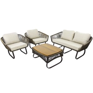 Conjunto de Poltronas, Namoradeira e Mesa Milão em Alumínio com Almofadas Impermeáveis para - Azul m