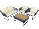 Ver imagem 2 de Conjunto de Poltronas, Namoradeira e Mesa Milão em Alumínio com Almofadas Impermeáveis para - Azul m