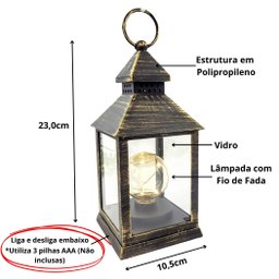 Lanterna Marroquina com Led Luminária Lampião Decorativa - 3