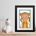 Ver imagem 1 de Quadro Infantil Safari Macaquinho- 60x48cm:moldura Preta