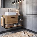 Ver mais imagens de Gabinete Suspenso Banheiro 80 Cm com Cuba Preto Mell P1007 Pp