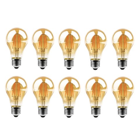 Kit 10x Lâmpada Filamento Led A60 Retrô Vintage Âmbar Bivolt