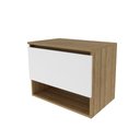 Ver imagem 1 de Balcão Gabinete Suspenso para Banheiro 60cm com 1 Porta e Nicho Bn3606 Amêndoa/branco - Tecno