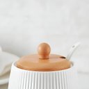 Ver imagem 2 de Acucareiro Ceramica Tampa de Bambu com Colher 360ml