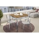 Ver imagem 1 de Conjunto: Mesa de Cozinha Reno C/ Tampo de Madeira 90cm e 4 Cadeiras Portugal Cromada/branco 106 -