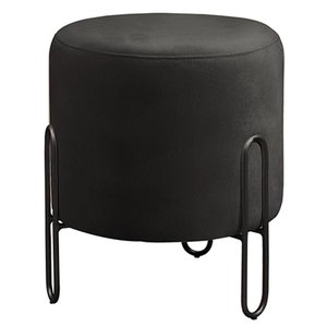 Puff Banqueta Mali Luxo Base Preta Castellar Móbile Corino Preto