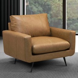 Poltrona Decorativa para Sala Living Industrial 88cm Dijon L06 Couro Camel - Lyam Decor - 6