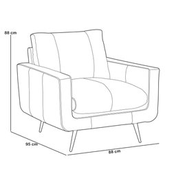 Poltrona Decorativa para Sala Living Industrial 88cm Dijon L06 Couro Camel - Lyam Decor - 3