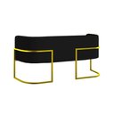 Ver imagem 4 de Kit 2 Poltronas + Sofá 2 Lugares Base de Metal Gold Veludo Preto