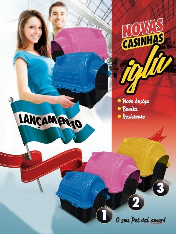 Casinha plástica para cães Furacão iglu Nº 1 - Azul - 3