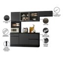 Ver imagem 6 de Cozinha Modulada Completa 4 Peças 6 Portas 4 Gavetas com Paneleiro Duplo Etna Preto/Grafite