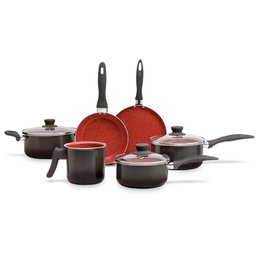 Jogo de Panelas Brinox Ceramic Life Easy 6 Peças Vermelho - 1 Jogo de Panelas Brinox Ceramic Life Easy 6 Peças Vermelho - 1