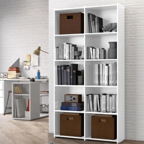 Estante para Livros Holanda Branco 10 Nichos Casa Mobilia