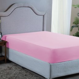 Lençol Queen Avulso com Elástico Premium Micro Percal 400 Fios Liso Rosa - 1