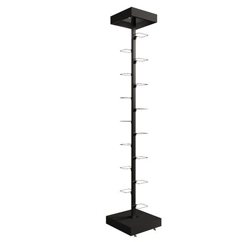Kit Expositor de Calçados com 1 Coluna e 15 Suportes Aramados Screw Comac Preto