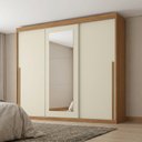 Ver imagem 1 de Guarda-Roupa Casal com Espelho 3 Portas de Correr 6 Gavetas Casuá Off White Cinamomo Linha Spazio
