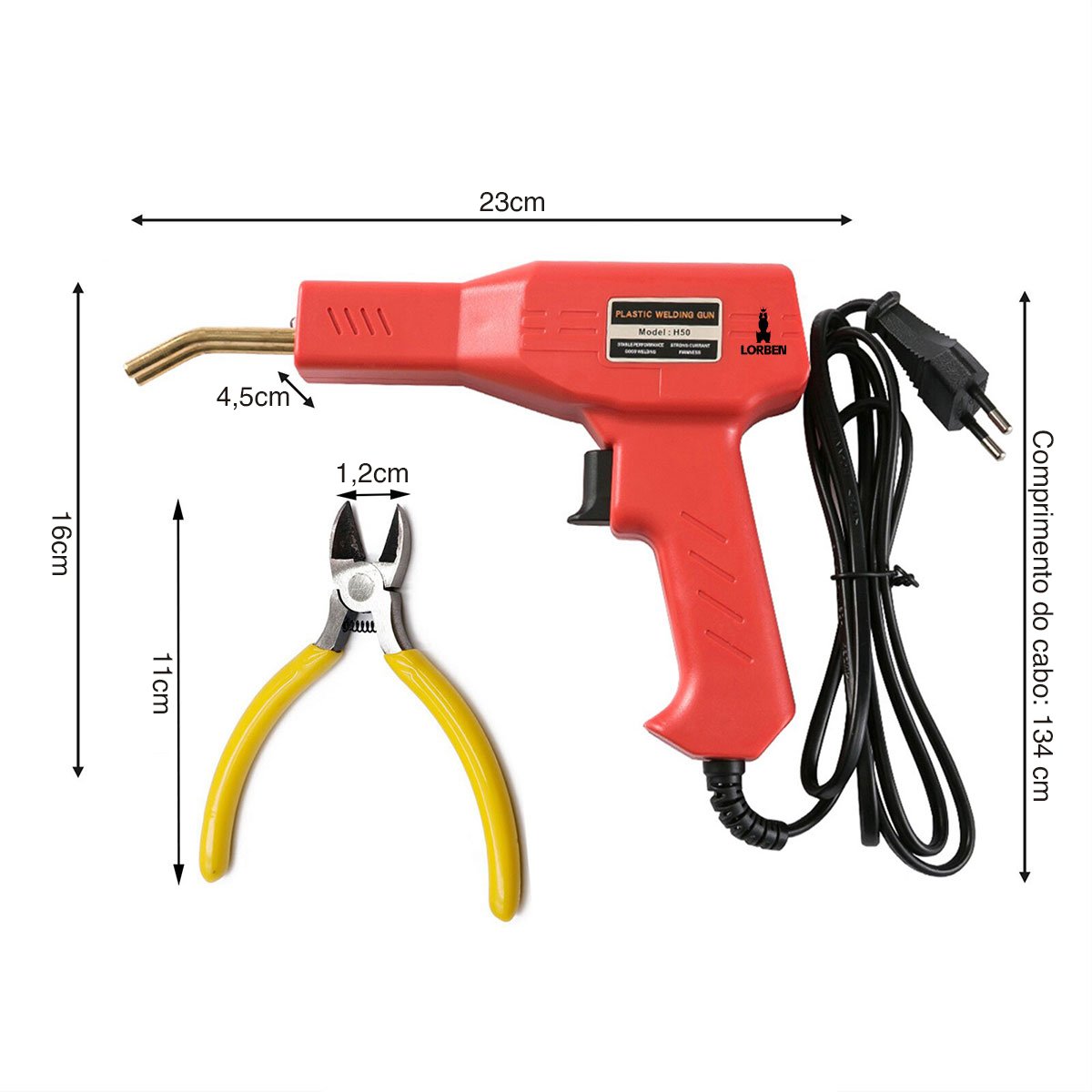 Soldador Plástico Lorben Pistola Solda Para-choque Farol com 200 Grampos - 3