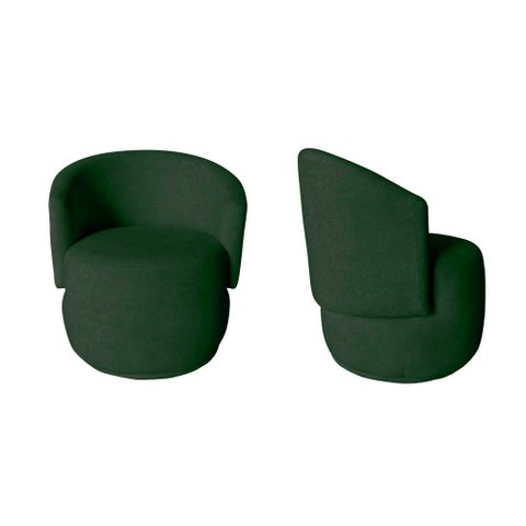 Kit 2 Poltronas Decorativa Beatriz Orgânica Veludo Verde
