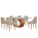 Ver imagem 3 de Conjunto para Sala de Jantar Mesa Sarah em Madeira Tampo 180cm com Vidro e 6 Cadeiras Roma