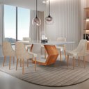 Ver imagem 1 de Conjunto para Sala de Jantar Mesa Sarah em Madeira Tampo 180cm com Vidro e 6 Cadeiras Roma Off White