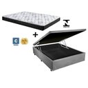 Ver imagem 1 de Cama Baú Casal Cinza Suede + Colchão Espuma D33 138x188x17