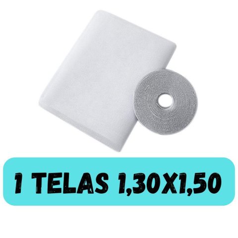 Tela Mosquiteira com Velcro Autocolante PVC 130x150cm Branca Oem