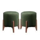 Ver imagem 1 de Kit 2 Puff Decorativo para Sala Redondo Luxo Atenas Suede:verde