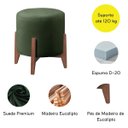 Ver imagem 4 de Kit 2 Puff Decorativo para Sala Redondo Luxo Atenas Suede:verde