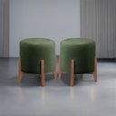 Ver imagem 2 de Kit 2 Puff Decorativo para Sala Redondo Luxo Atenas Suede:verde