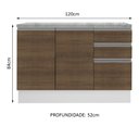 Ver imagem 4 de Balcão de Pia Armário de Cozinha 120 cm 2 Portas e 3 Gavetas (Com Tampo) Branco/Rustic Glamy Madesa
